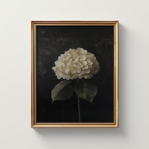 Hydrangea Still Life Print: Dark Floral Antique Painting (Printable Download)
