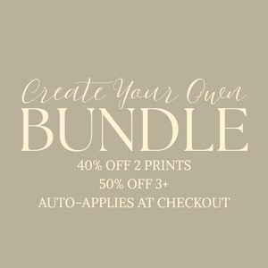 The image is a promotional image for a bundle that includes 40% off two prints and 50% off three or more auto-applies at checkout.