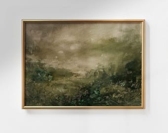 Moody Green Forest Landscape Print: Abstract Nature Wall Art (Digital Download)
