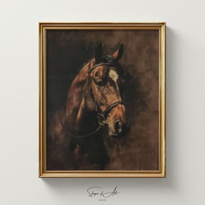 Vintage Bay Horse Portrait Print: Equestrian Farmhouse Decor (Digital Download)