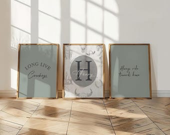 Cowboy Nursery Wall Art Set: Custom Baby Name, Western Decor (Digital Download)