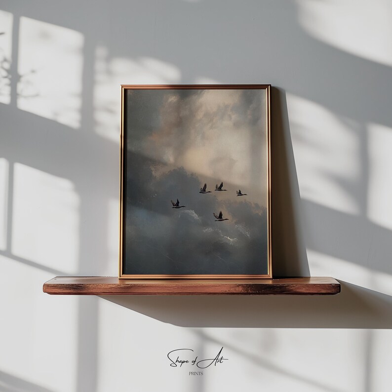 Vintage Geese in Flight Print: Rustic Bird Art (Printable Download) image 4