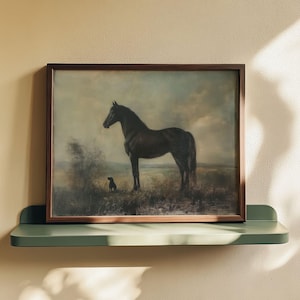 Vintage Horse and Dog Print: Rustic Farmhouse Wall Art (Digital Download)