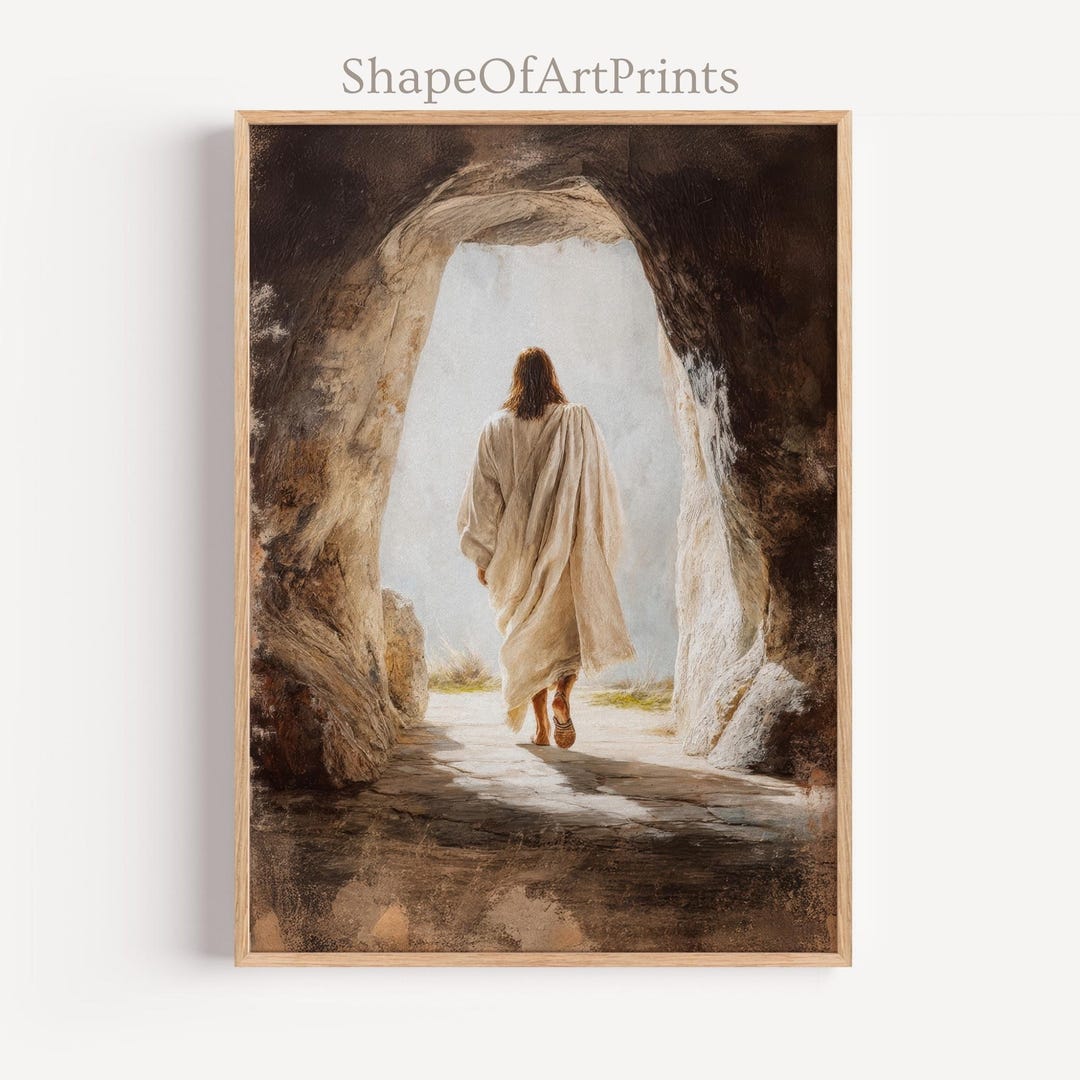 Jesus Resurrection Wall Art Print, Empty Tomb Christian Art, He is ...