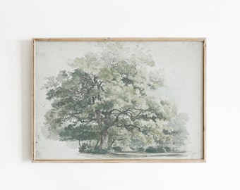 Akvarellträdtryck: Minimalistisk botanisk konst (digital nedladdning)