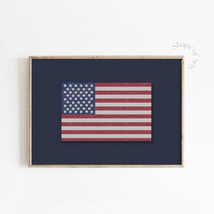 Distressed USA Flag Wall Art, Vintage American Flag Decor, Patriotic Rustic Home Print, 4th of July Americana Wall Poster