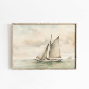 Nautical Sailboat Watercolor Print: Coastal Seascape Art (Digital Download)