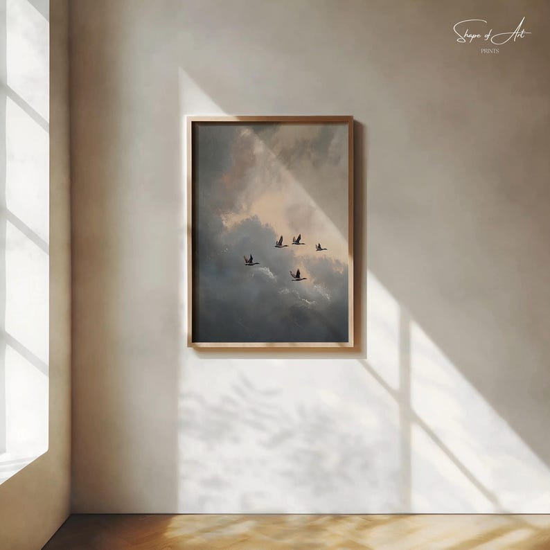 Vintage Geese in Flight Print: Rustic Bird Art (Printable Download) image 8