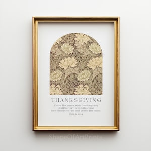 Thanksgiving Scripture Print - Psalm 100:4 with Fall Floral Art (Instant Download)