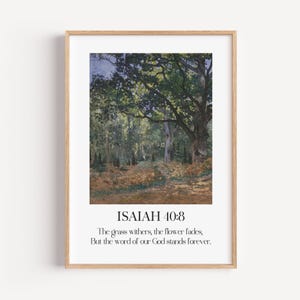 Isaiah 40:8 Bible Verse Art, Forest Landscape Scripture PRINTABLE, Christian Decor, Digital Faith Quote, Woodland Encouragement Print | 143