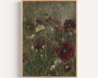 Romantic Poppy Wall Art: Vintage Floral Print (Digital Download)