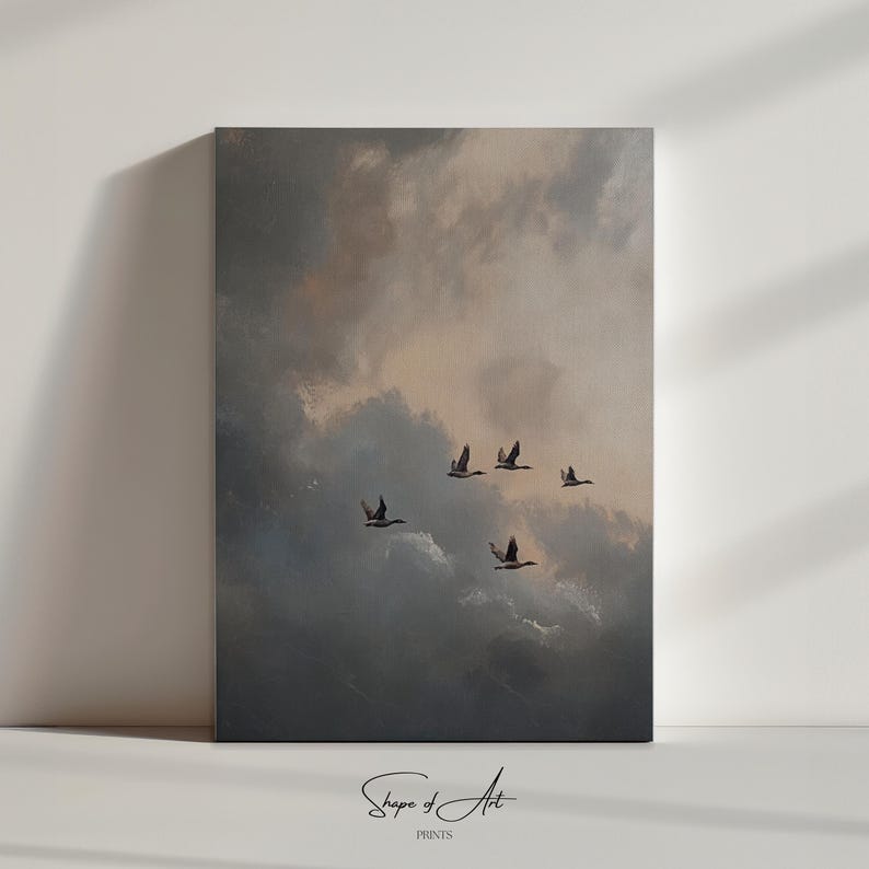Vintage Geese in Flight Print: Rustic Bird Art (Printable Download) image 6