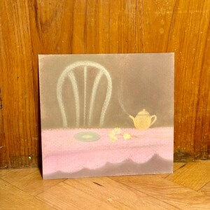Vintage original drawing, unique art, soft pastels, pastels, home decor, handmade art, pastel drawing, art for kitchen, cute aesthetic