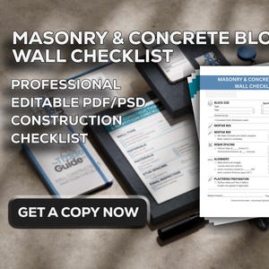 Masonry & Concrete Block Wall Checklist | CHB / CMU Construction Guide (Printable PDF)