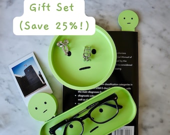 Gift Set: Glasses Tray, Trinket Tray, Polaroid Stand & Bookmark | Save 20% | 3D Printed | Custom Color