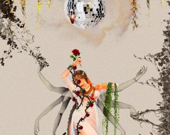 Disco Desi Art | Desi Pakistani Woman Wall Art Print | Desi Dance | Painting | Home Decor| Indian | Pakistani | Framed |