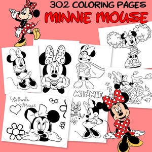 Minnie Mouse 302 Coloring Pages, Disney Movie Coloring Pages, Children Coloring Book, Digital Coloring Pages, Instant download pdf