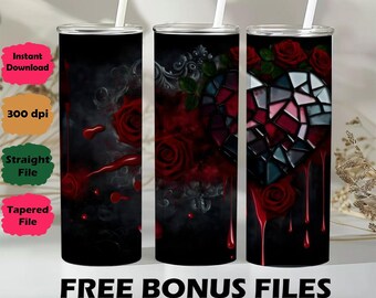 Gothic Bleeding Heart Rose Tumbler Wrap (Digital Download)