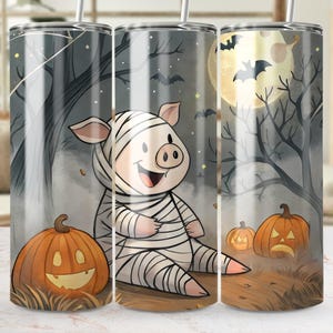 Mummy Pig Halloween Tumbler Wrap: Spooky 20oz Skinny Design (Digital Download, PNG File)
