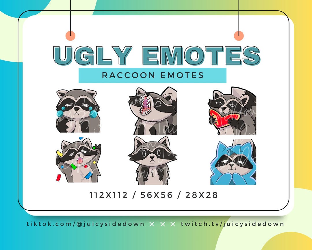 Ugly Cute Racoon Twitch Discord Emotes for Stream - Etsy