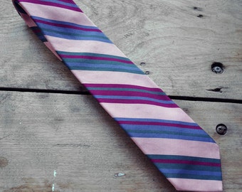 Free shipping! 1960s pink striped tie