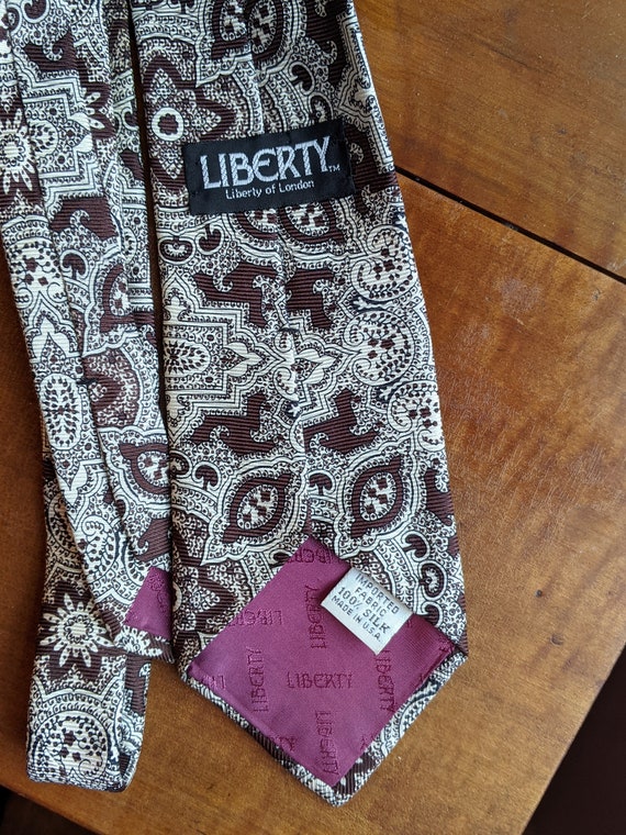 Mid century Liberty of London brown paisley silk … - image 2