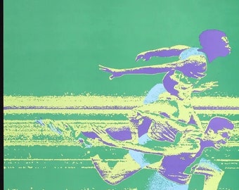 JEUX OLYMPIQUES - « MUNICH 1972 » - Affiche illustrée.100 x 64 cm (Une déchirure en haut , état