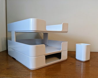 Mid century William Skarloff for Radius One white desk set