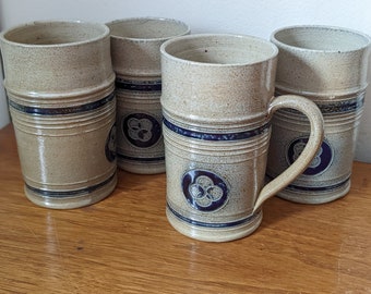 1970s Handmade pottery mugs set of 4