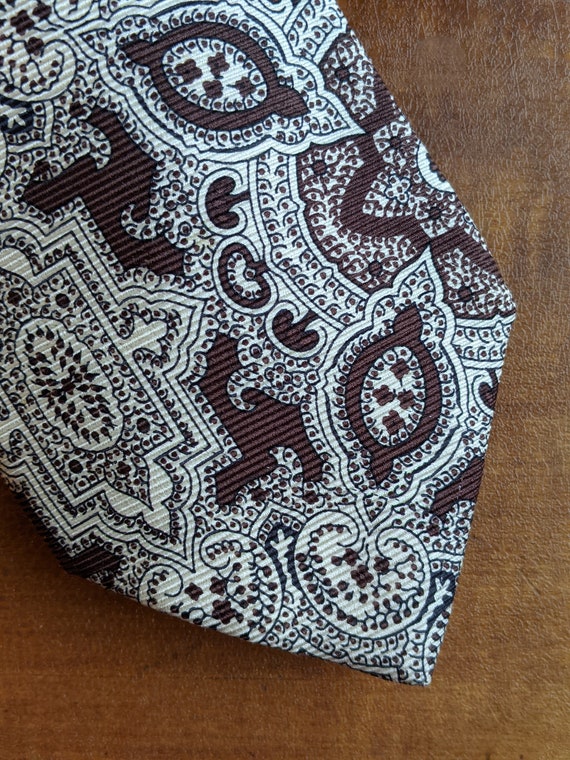 Mid century Liberty of London brown paisley silk … - image 1