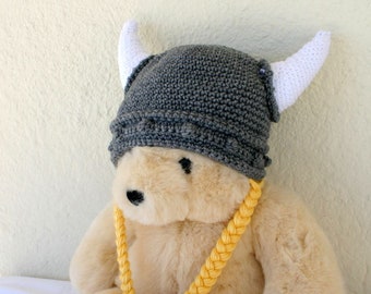 Cappello vichingo PDF MODELLO all'uncinetto bambino adolescente adulto berretto grigio bianco giallo corna intrecciate costume norreno neonato capelli grigi elmo morbido