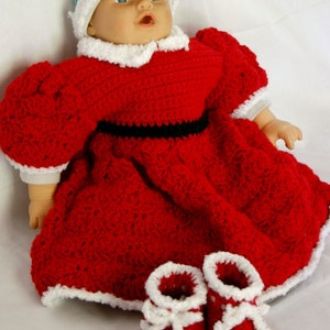 Baby Christmas dress PDF crochet PATTERN 0-6 month size infant girl costume photography prop winter december holiday festive image 5