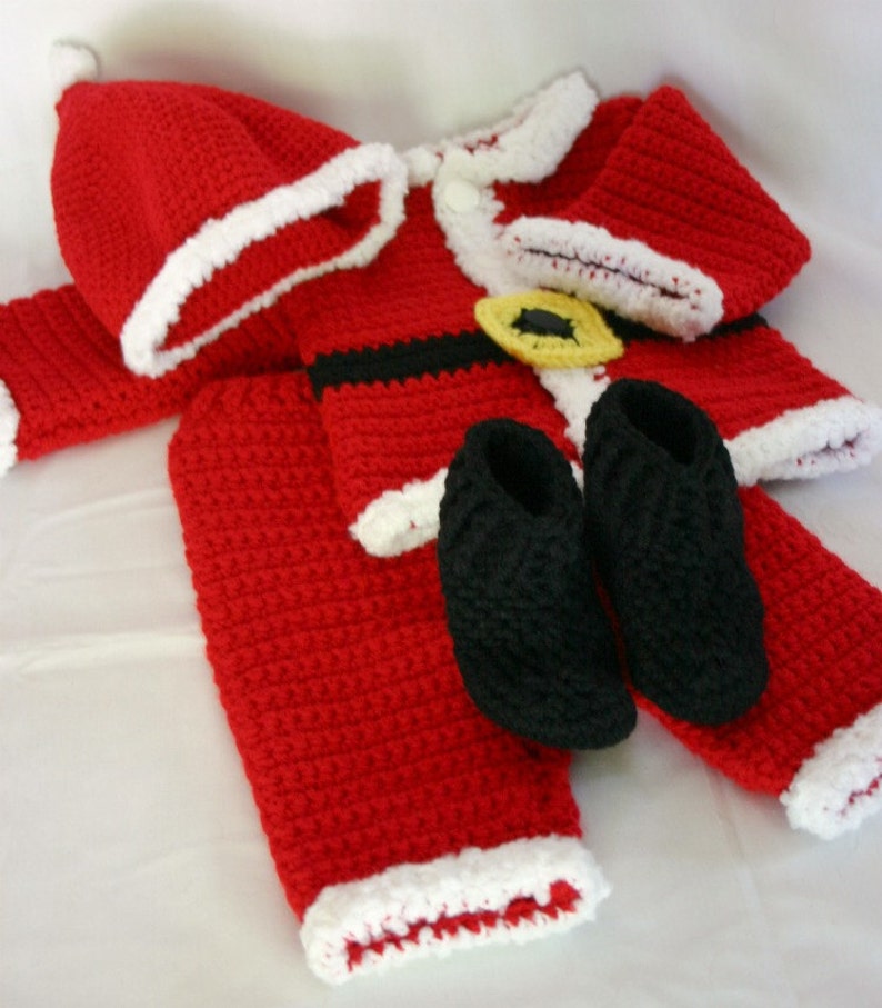 Baby Santa suit PDF crochet PATTERN 3-6 month size newborn boy infant Christmas costume photography prop winter december festive holiday image 5