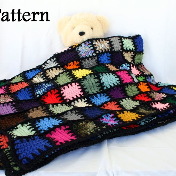 Points longs fils de ferraille afghan PDF crochet PATTERN coloré tour jeter couverture carrés literie patchwork quilt-style point de couverture look