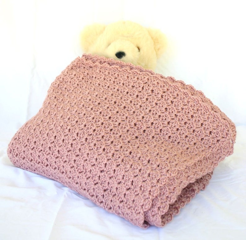 Crochet Afghan Pink Throw Blanket Dusty Rose Large Bedding Etsy