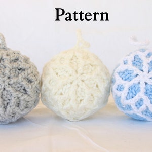 Snowflake ornament PDF crochet PATTERN Christmas advanced instructions bauble ball large 3.75 inch winter holiday home decor