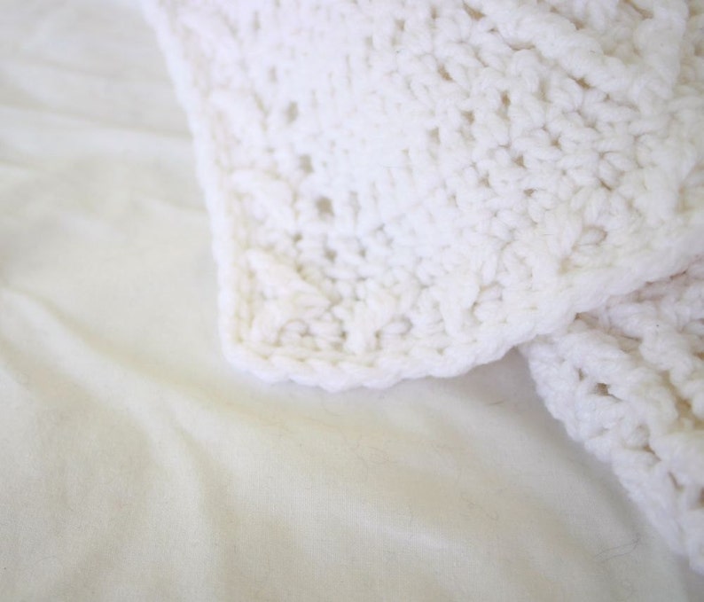 White crochet afghan diamonds cables feminine throw blanket | Etsy