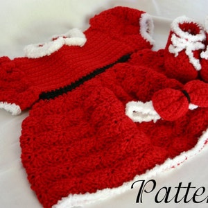 Baby Christmas dress PDF crochet PATTERN 0-6 month size infant girl costume photography prop winter december holiday festive image 1