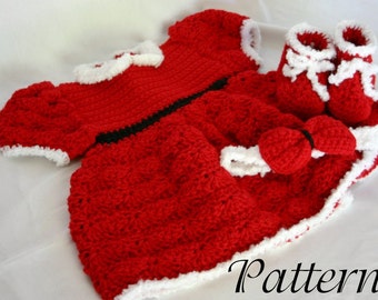 Baby Christmas dress PDF crochet PATTERN 0-6 month size infant girl costume photography prop winter december holiday festive