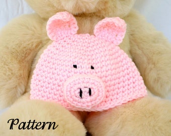 Baby pig hat PDF crochet PATTERN 0-6 months farm animal beanie infant newborn photography prop costume accessory animal head covering