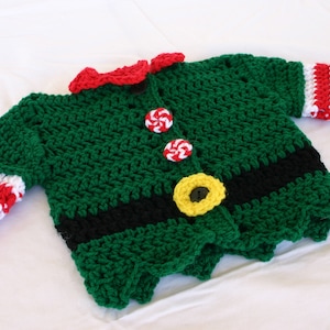 Déguisement de lutin bébé PDF au crochet MOTIF 0-24 mois taille nourrisson tout-petit Noël chapeau pantalon chaussures chaussons veste photographie accessoire vacances d'hiver image 4