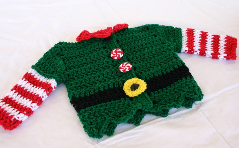 Déguisement de lutin bébé PDF au crochet MOTIF 0-24 mois taille nourrisson tout-petit Noël chapeau pantalon chaussures chaussons veste photographie accessoire vacances d'hiver image 4