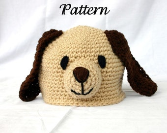 Baby Toddler Puppy Hat PDF Crochet PATTERN 6-36 month sizes beanie newborn infant head covering winter costume photography prop dog pet cute