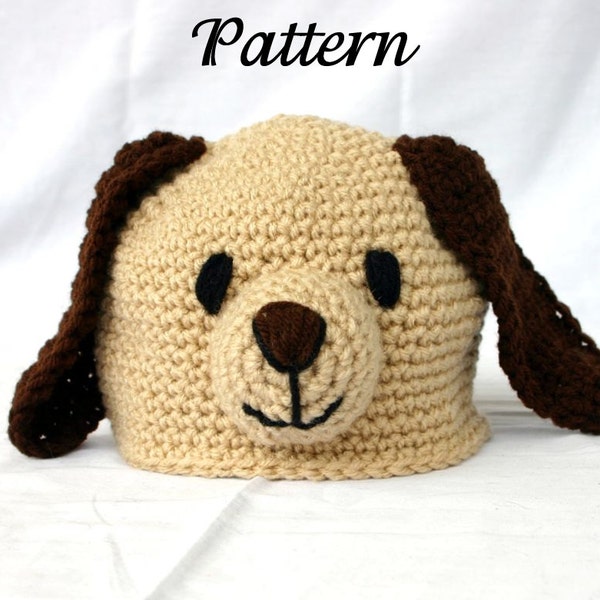 Baby Toddler Puppy Hat PDF Crochet PATTERN 6-36 month sizes beanie newborn infant head covering winter costume photography prop dog pet cute