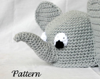 Baby toddler elephant hat PDF Crochet PATTERN 6-36 months beanie infant animal head covering costume accessory photography prop