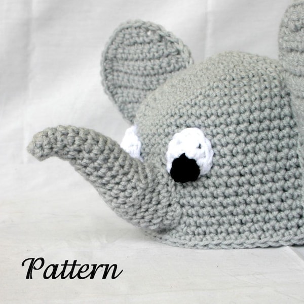 Baby toddler elephant hat PDF Crochet PATTERN 6-36 months beanie infant animal head covering costume accessory photography prop