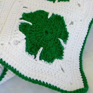 Shamrock afghan crochet PDF PATTERN St. Patrick&#39;s Day holiday granny square throw March home decor coverlet winter spring