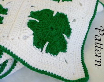 Shamrock afghan crochet PDF PATTERN St. Patrick's Day holiday granny square throw March home decor coverlet winter spring