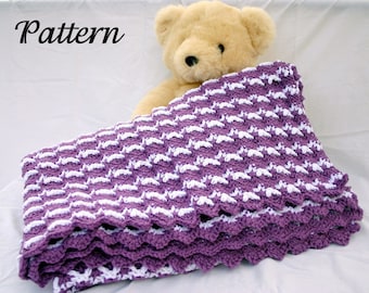 Ripple afghan PDF crochet PATTERN throw blanket zigzag small home decor lap couch cover bedding coverlet stripes