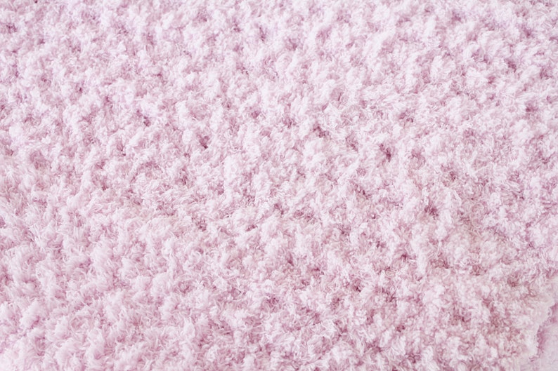 Crochet baby blanket pink pastel soft afghan infant crib bedding fluffy newborn shower gift photography prop bulky washable image 5